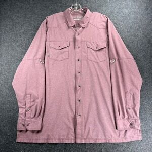 GameGuard Outdoors Men's 2XL Long Sleeve Button Up Fishing Shirt Pink Heathered